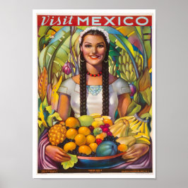Vintage Visite o Poster de viagens do México