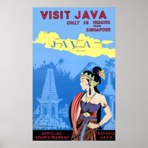 Vintage Visite o Poster de viagens Java