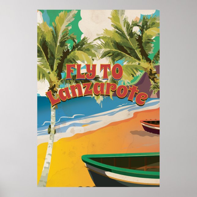 Vintage Voar Para Poster de viagens Lanzarote (Frente)