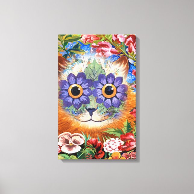 Vintage Wain Flower Cat Art Canvas (Frente)