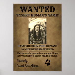Vintage Wanted Poster projetado pelo seu gato