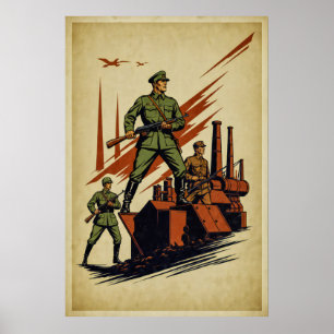 Vintage War Poster - Ilustração de Marcha do Exérc