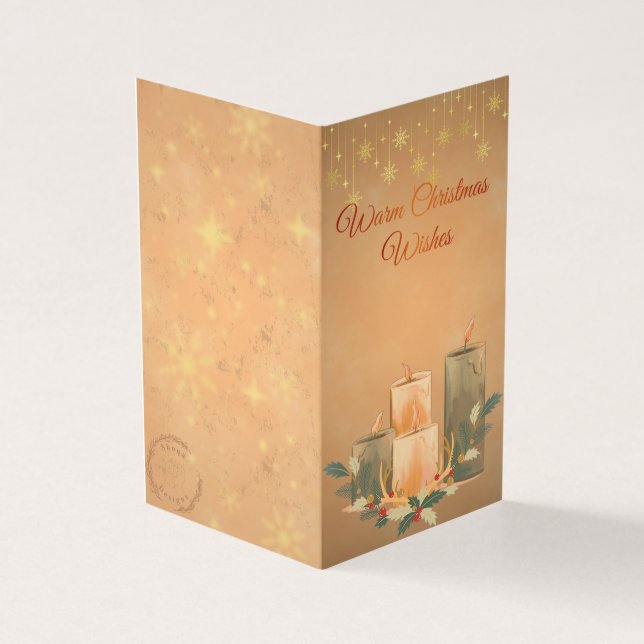 Vintage Warm Christmas Candle Greeting Card (Exterior)