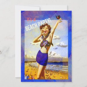 Vintage Watercolor Adults Beach Convite de festas