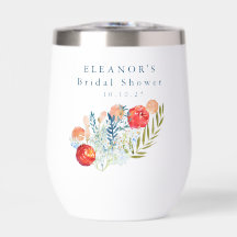 Vintage Watercolor Blue Red Floral Chá de panela