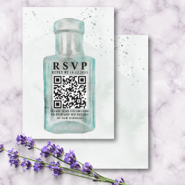 Vintage Watercolor Bottle QR Code Weding RSVP