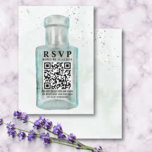 Vintage Watercolor Bottle QR Code Weding RSVP