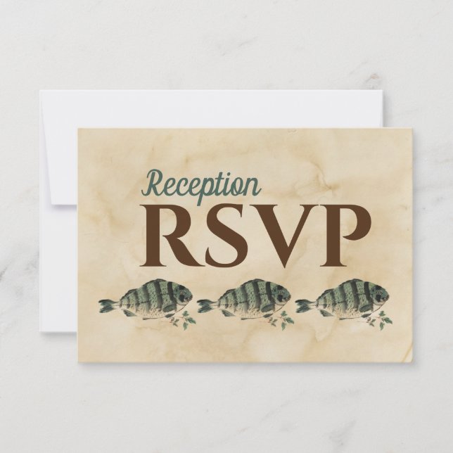 Vintage Watercolor Fish Reception Janto RSVP (Frente)