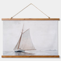 Vintage Watercolor Sailboat Hanging Tapeçaria