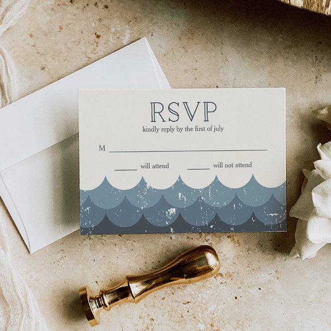 Vintage Waves Marinho RSVP (Criador carregado)
