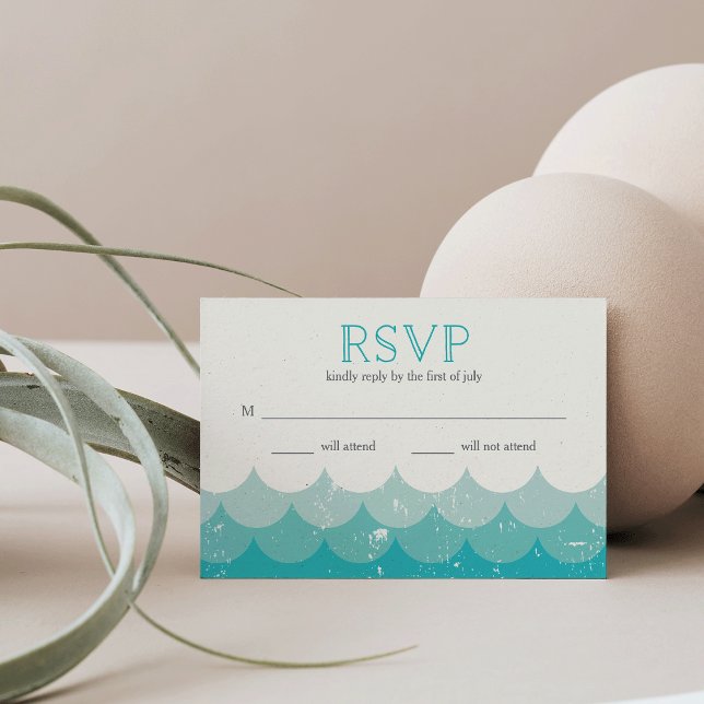 Vintage Waves Turquoise RSVP (Criador carregado)