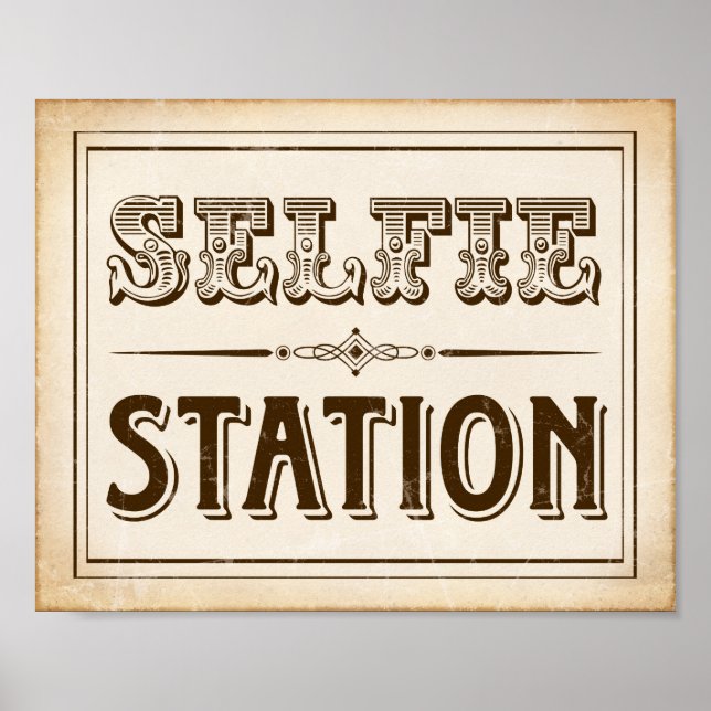 Vintage Western SELFIE Sign Impressão (Frente)