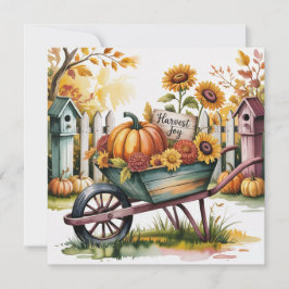Vintage Whimsical Wheelbarrow of Fall Harvest,
