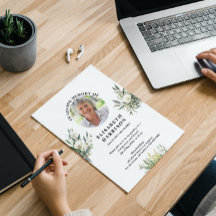 Vintage White Flowers Convite Funeral
