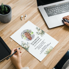 Vintage White Flowers Convite Funeral