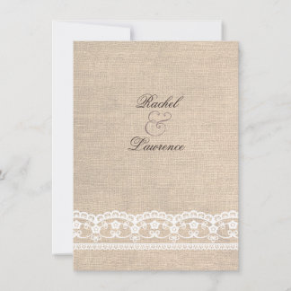 Vintage White Lace & Burlap Weditation Convite