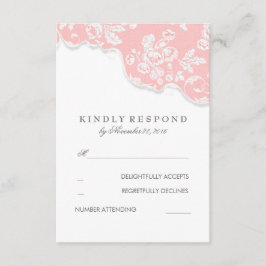 Vintage White Lace Pink Weding RSVP