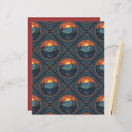 Vintage Wilderness Sunset Mandala Azulejo Geométri