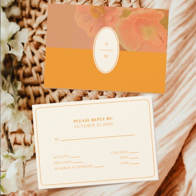 Vintage Wildflower Pink Poppy Casamento RSVP (Criador carregado)