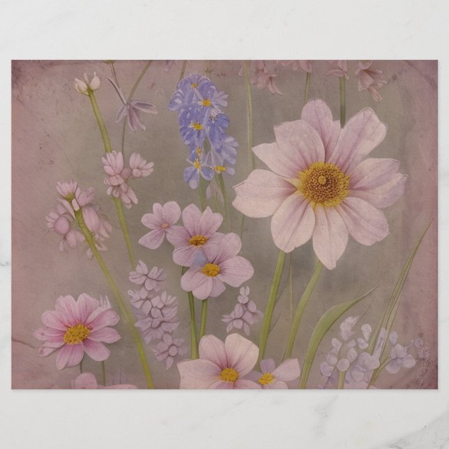 Vintage Wildflower Scrapbook Paper (Frente)