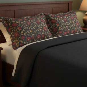 Vintage William Morris Floral Vermelho Dourado Pap