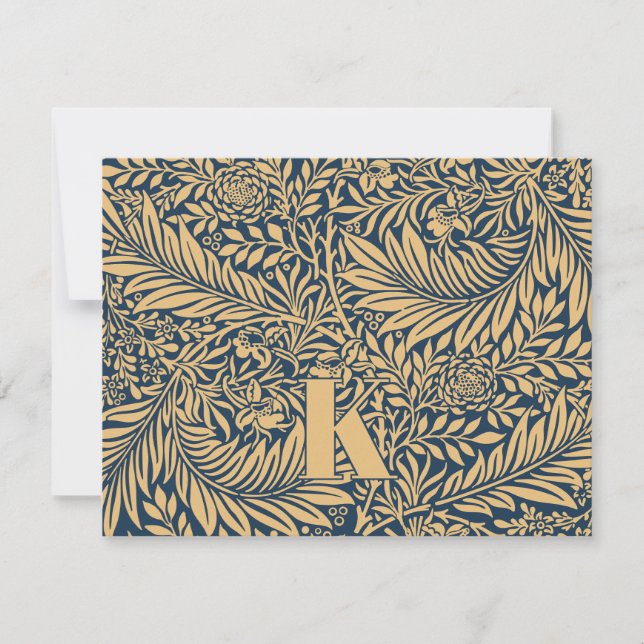 Vintage William Morris Larkspur Cartão de Nota de  (Frente)