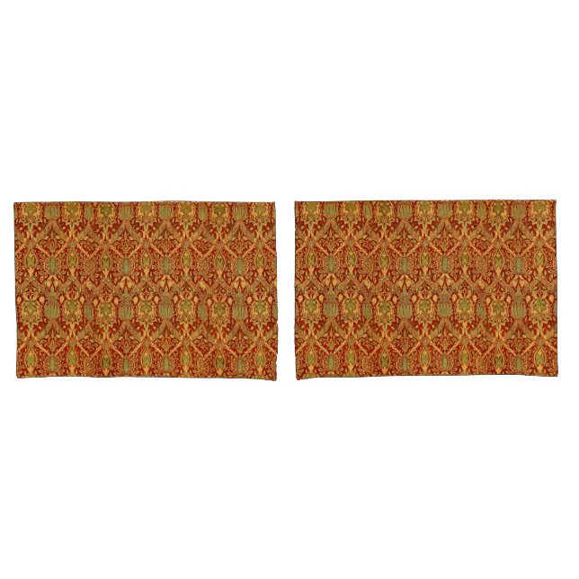 Vintage William Morris Pattern Red Turquoise Doura (Frente - conjunto)