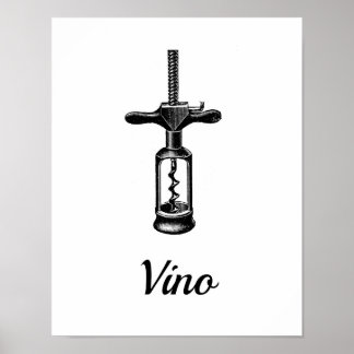 Vintage Wine Corkscreve Vino Art Impressão