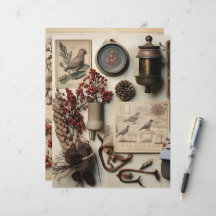 Vintage Winter Ephemera Scrapbook Paper