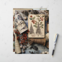 Vintage Winter Ephemera Scrapbook Paper