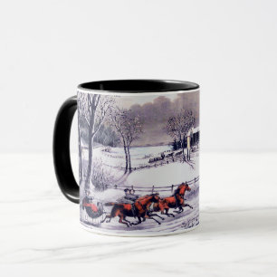Vintage Winter Scene. Caneca de Presente de Natal