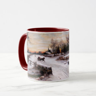 Vintage Winter Scene. Caneca de presente de Natal