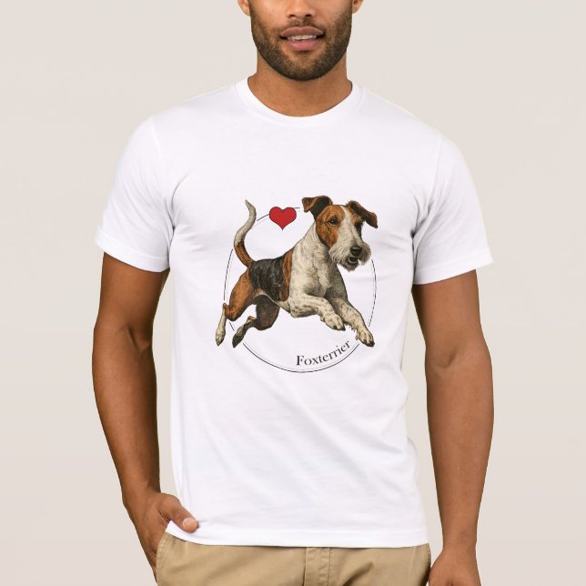 Vintage Wire Fox Terrier Retrato T-Shirt (Frente)
