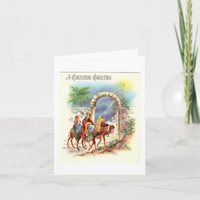 Vintage Wise Men Cartão de Saudação de Natal (Frente)