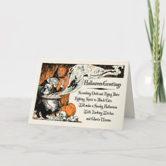 Vintage Witch Halloween - Cartão de Saudações