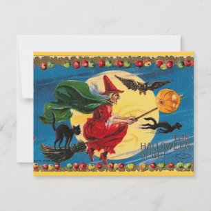 Vintage Witch Halloween Convite