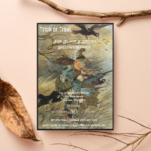Vintage Witch Spooky Festa de Halloween Convite