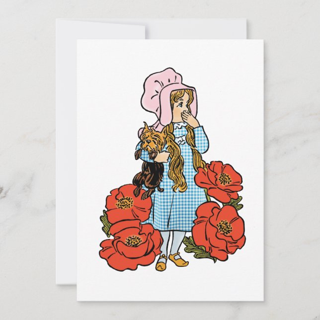 Vintage Wizard of Oz, Dorothy Poppies Convite (Frente)