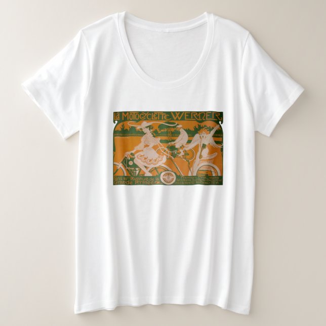 Vintage Woman Cycling with Cupid T-Shirt (Frente do Design)