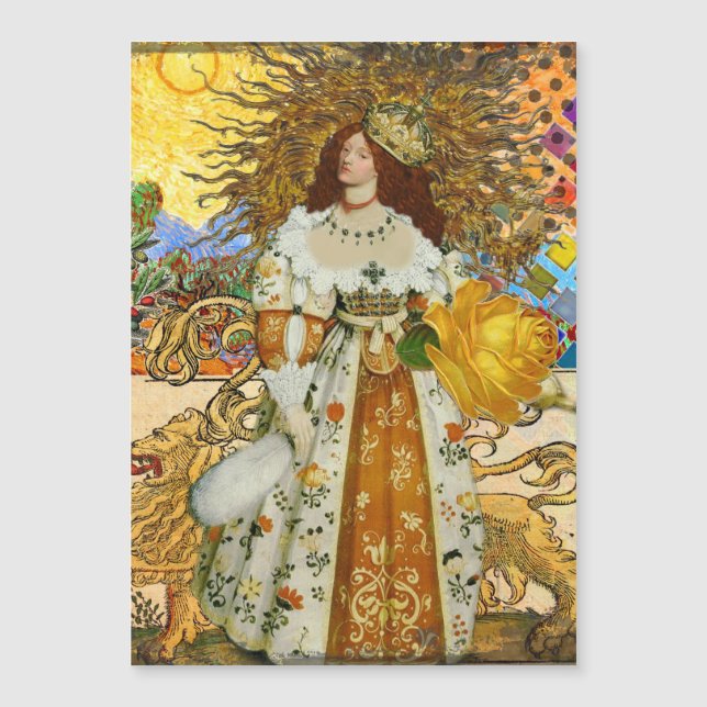 Vintage Woman Ouro Sun: Leo Zodiac Collage Art (Frente)