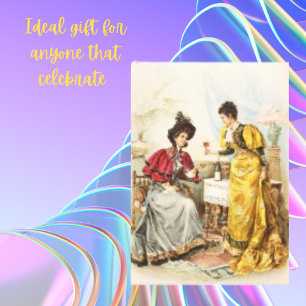 Vintage Women Bebendo Wine Antiguidade Canvas Impr