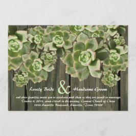 Vintage Wood Soft Succulents Convites de Casamento