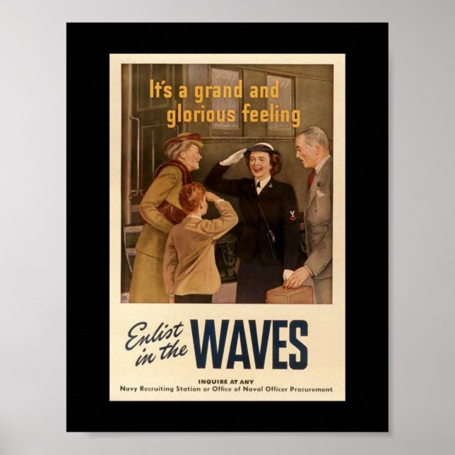 Vintage WW2 WAVES Poster (Frente)