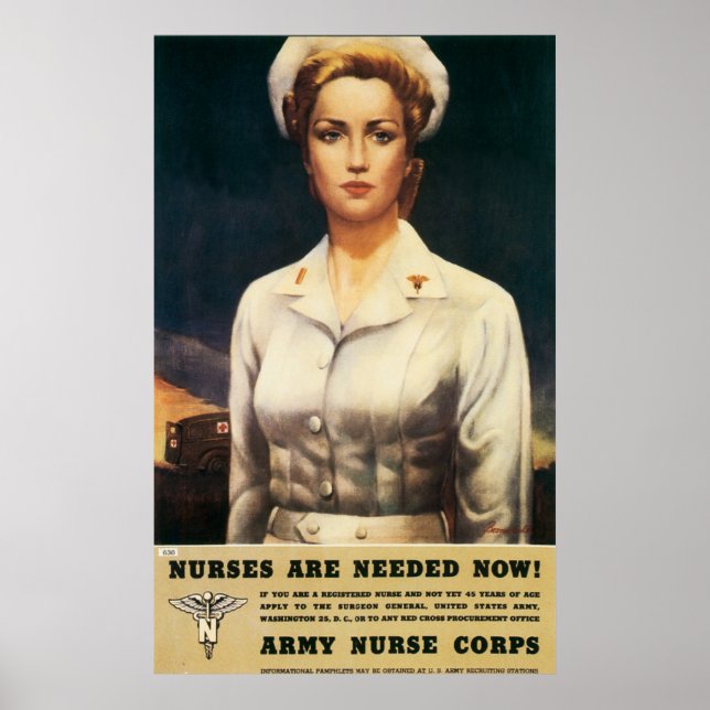 Vintage WW II Nurse Poster (Frente)