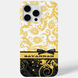 Vintage Yellow White e Black Damask