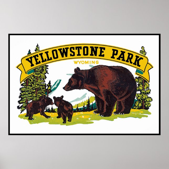 Vintage Yellowstone Park Poster (Frente)