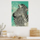 Vintage Zebra Turquoise Art Poster (Kitchen)