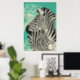 Vintage Zebra Turquoise Art Poster (Home Office)