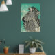 Vintage Zebra Turquoise Art Poster (Living Room 1)