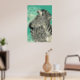 Vintage Zebra Turquoise Art Poster (Living Room 3)